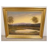1171	ROBERT DUFF OIL ON CANVAS OF A LANDSCAPE W/ LAKE & MOUNTAINS. 58 IN X 46 1/4 IN INCLUDING FRAME