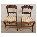 1188	PAIR OF SABRE LEG EMPIRE VICTORIAN SIDE CHAIRS W/ SLIP SEATS