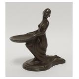 1227	ART DECO FIGURAL METAL TRAY OF WOMAN. 6 1/2 IN H 