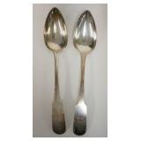 1236	2 COIN SILVER TABLESPOONS. 3.935 TROY OUNCES. 9 1/2 IN L 