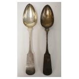 1242	2 COIN SILVER TABLESPOONS. 3.28 TROY OUNCES. 9 IN L 