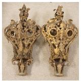 1251	PAIR OF ORNATE IRON VICTORIAN LAMP TOPS. 30 IN H, 12 IN DIAMETER