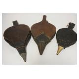 1254	GROUP OF THREE ANTIQUE BELLOWS, BLADDERS ARE GOOD. LARGEST IS 20 IN L 