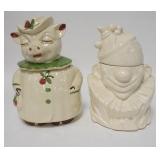 1269	PIG & CLOWN COOKIE JARS	PIG & CLOWN COOKIE JARS. PIG JAR IS MARKED PATENT WINNIE USA, CLOWN IS 