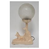 1275	GERMAN SHEPARD LAMP	GERMAN SHEPARD LAMP HAS TEXTURED GLASS GLOBE. CORD HAS BEEN CUT. 