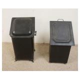 1302	2 SLANT TOP COAL BINS, ONE HAS LINER, TALLEST IS 23 1/2 IN