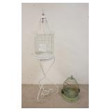 1304	2 BIRD CAGES, ONE ON IRON STAND, CAGE W/STAND IS 56 1/2 IN HIGH
