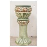 1001	ROSEVILLE NORMANDY POT & PEDESTAL, 28 IN HIGH