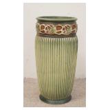 1002	ROSEVILLE NORMANDY UMBRELLA STAND, HAS A 1 1/2 IN FLAKE UNDER THE RIM, 20 IN HIGH