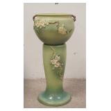 1003	ROSEVILLE APPLE BLOSSOM POT & PEDESTAL, 305-8, 302-8, GREEN, 24 3/4 IN HIGH