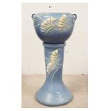 1029	ROSEVILLE BLUE FREESIA POT & PEDESTAL, 25 IN HIGH