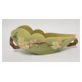 1054	ROSEVILLE APPLE BLOSSOM OBLONG BOWL, GREEN, 10 3/4 IN