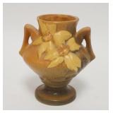 1056	ROSEVILLE CLEMATIS VASE, BROWN, 6 1/2 IN HIGH