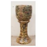 1071	ROSEVILLE IMPERIAL POT & PEDESTAL, SMALL CHIP ON THE TOP RIM OF THE PEDESTAL, 28 3/4 IN HIGH