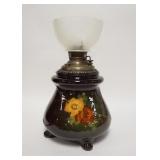 1082	LOUWELSA WELLER KEROSENE LAMP, FILLER CAP MISSING ON FRONT, POTTERY PORTION IS 9 3/4 IN HIGH