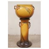 1106	ROSEVILLE YELLOW PINECONE POT & PEDESTAL, 25 IN HIGH