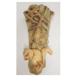 1109	WELLER SQUIRREL WALL POCKET, HAS SMALL CHIPS, 9 1/4 IN HIGH
