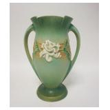 1132	LARGE ROSEVILLE GARDENIA VASE, GREEN, 14 1/2 IN HIGH