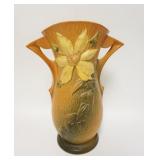 1137	ROSEVILLE CLEMATIS TALL BROWN VASE, 15 1/2 IN HIGH