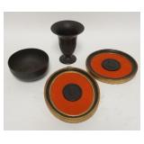 1011	4 PIECE LOT INCLUDING WEDGWOOD BOWL & VASE IS 5 1/4 IN H. ONLY THE BOWL & VASE ARE WEDGWOOD