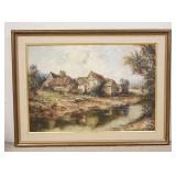 1016	H. BAUER OIL ON CANVAS, ENGLISH COUNTRY HOUSE WITH STREAM IN THE FOREGROUND. 47 1/2 IN X 35 1/2