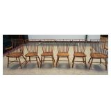 1048	SET OF SIX SOLID CHERRY WINDSOR CHAIRS, 2 ARM AND 4 SIDE. MADE BY HAGERTY COHASSET COLONIAL