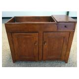 1054	DRY SINK W/ COPPER LINER HAS ONE DRAWER & 2 DOORS. 41 1/2 IN W, 32 1/2 IN H, 19 IN DEEP