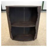 1059	BOW FRONT WOODEN SHELF. 30 IN W 34 1/4 IN H, 12 IN DEEP