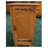 1068	SMALL PINE CABINET W/ FANCY COPPER HINGES 15 IN W 14 IN DEEP, 30 IN H 