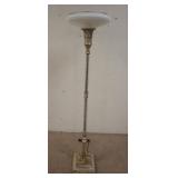 1087	TORCHERE LAMP W. IRRIDESCENT SWIRL SHADE, 66 IN H 