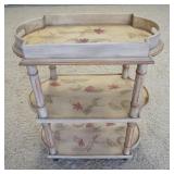 1089	PAINT DECORATED THREE TIER STAND, 24 IN X 13 IN, 30 IN H 