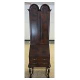 1097	NARROW WALNUT DOUBLE ARCHED LADIES WRITING SECRETARY. 25 1/2 IN X 20 IN, 80 IN H 
