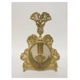 1131	LARGE PERFUME W/ BEVELED OVAL GLASS & PIERCED GILT METAL. 9 IN H 
