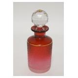 1132	RUBINA GLASS BOTTLE  W/ TEXTURED EXTERIOR & GILT TRIM 