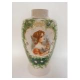 1133	LARGE BRISTOL VASE W/ HAND PAINTED ACCENTS 13 IN H