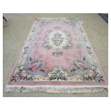1141	NICE CHINESE PINK & CREAM FLORAL RUG 4 FT 8 IN X 7 FT 9 IN 
