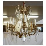 1152	BRONZE HANGING CHANDELIER W/ PRISMS 27 IN 