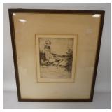 1178	LOUIS SZANTO PRINT OF A GIRL W/ GEESE, 13 3/4 IN X 16 1/2 IN INCLUDING FRAME 