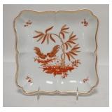 1189	RICHARD GINOR 8 IN SQUARE PLATE W/ CHICKENS & RED & GOLD DECORATION