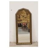1199	MIRROR W/ A CLOTH PICTORIAL TOP & A FRAME W/ GILT ACCENTS