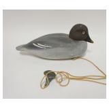 1206	WOOD DUCK DECOY STAMPED JCVS & SIGNED, 14 IN 