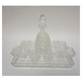 1229	CUT GLASS CORDIAL SET W/ TRAY 16 IN X 9 IN 