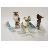 1240	GROUP OF 9 POTTERY & PORCELAIN BIRD FIGURES TALLEST IS 7 IN H 