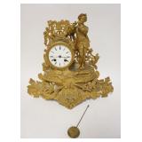 1242	ANTIQUE CLOCK W/ A GILT CAST METAL CASE, HAS DAMAGE TO TOP, 14 IN H 