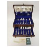 1254	VINTAGE COMMUNITY PLATE FLATWARE SET; 85 PIECES IN ORIGINAL WOOD CASE