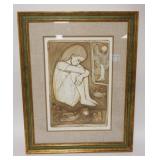 1261	FRAMED PRINT BY IRVING AMEN TITLED *DREAMING GIRL* 22 IN X 28 IN INCLUDING FRAME