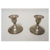 1274	PAIR OF WEIGHTED STERLING SILVER CANDLESTICKS, 3 1/2 IN H 