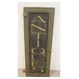 1275	ANTIQUE SIGN MADE FROM PANELED DOOR, 13 IN X 36 IN 