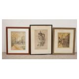 1280	LOT OF 3 CITYSCAPE PRINTS, LARGEST IS 13 3/4 IN X 18 3/4 IN INCLUDING FRAME. ALL ARE PENCIL SIG