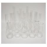 1285	LOT OF 27 LAMP CHIMNEYS, VARIOUS SHAPES & SIZES. TALLEST IS 13 3/4 IN 